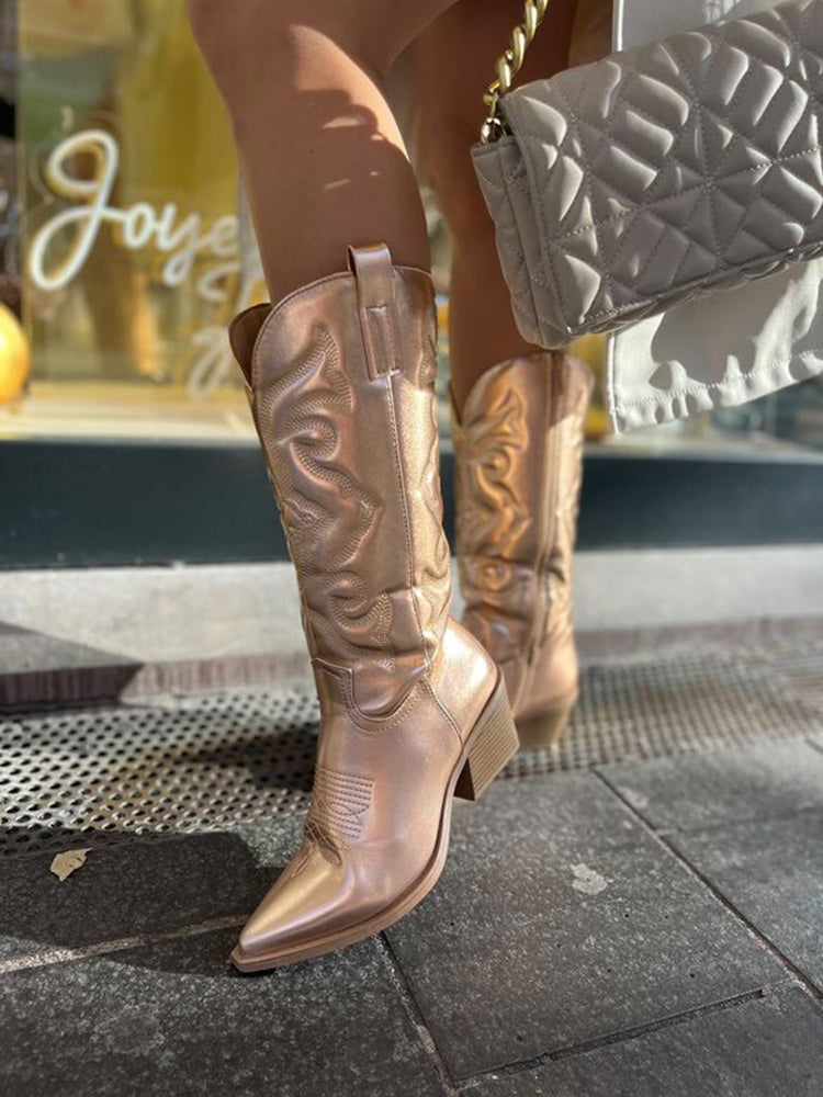 Gracie | Elegant Metallic Cowboy Boots