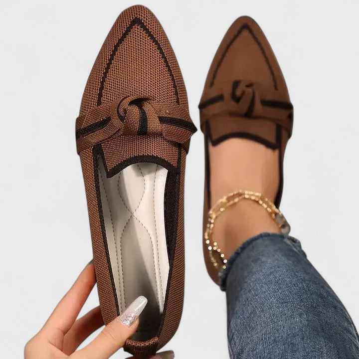 Nova | Women's Pointed Toe Slip-On Flat Loafers with Knot Detail