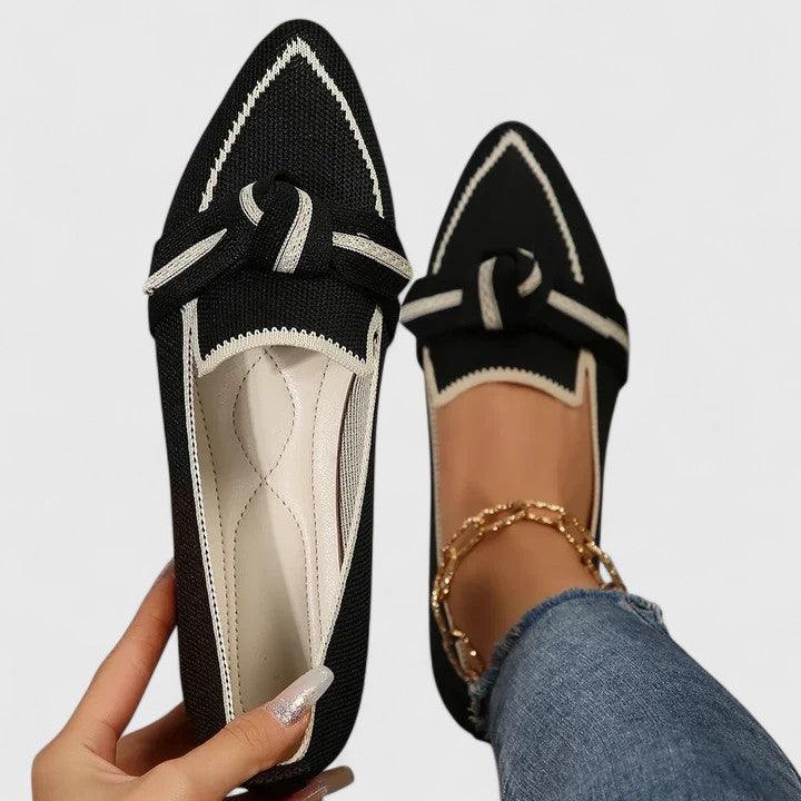 Nova | Women's Pointed Toe Slip-On Flat Loafers with Knot Detail