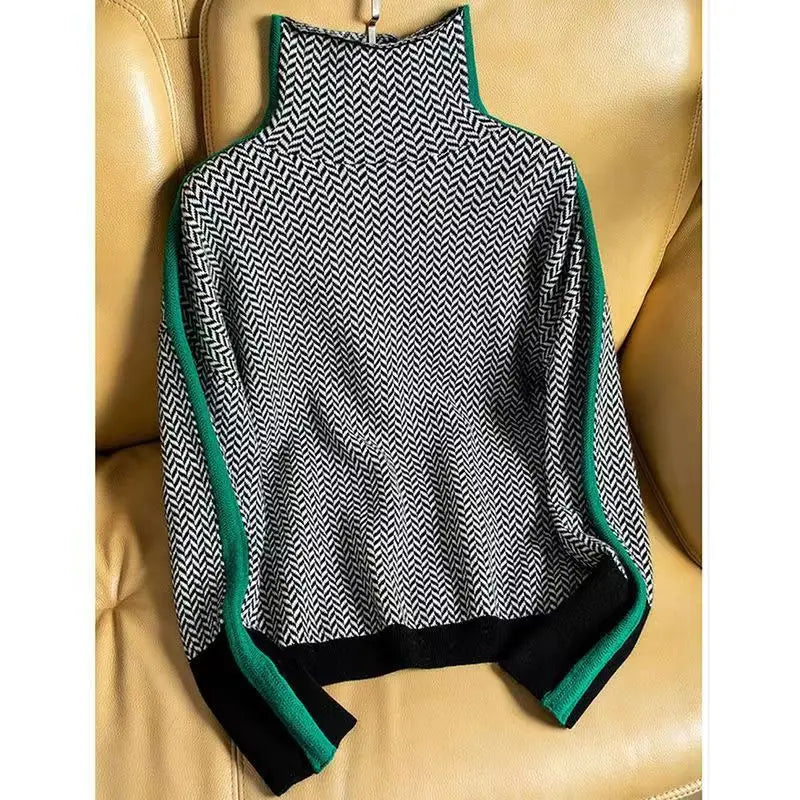 Piper | Women's Herringbone Turtleneck Knit Sweater