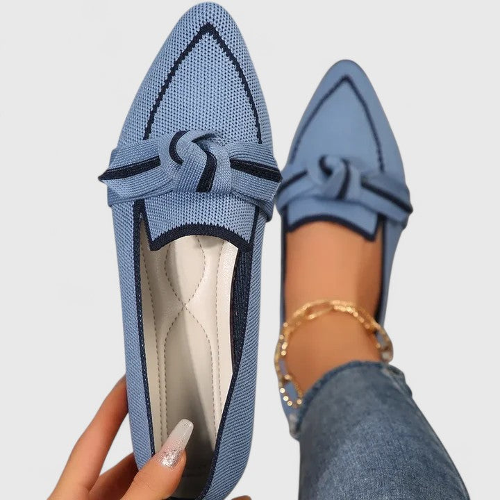 Nova | Women's Pointed Toe Slip-On Flat Loafers with Knot Detail
