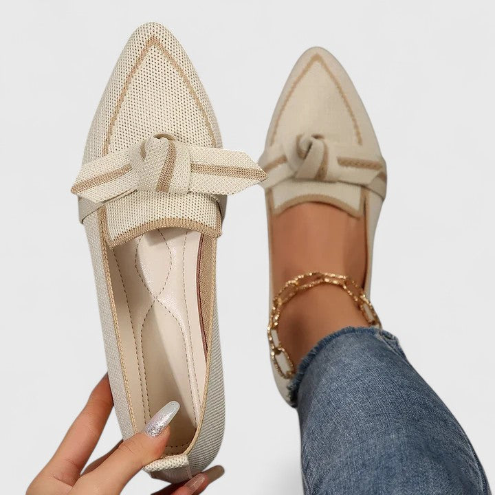 Nova | Pointed Toe Slip-On Flat Loafers with Knot Detail