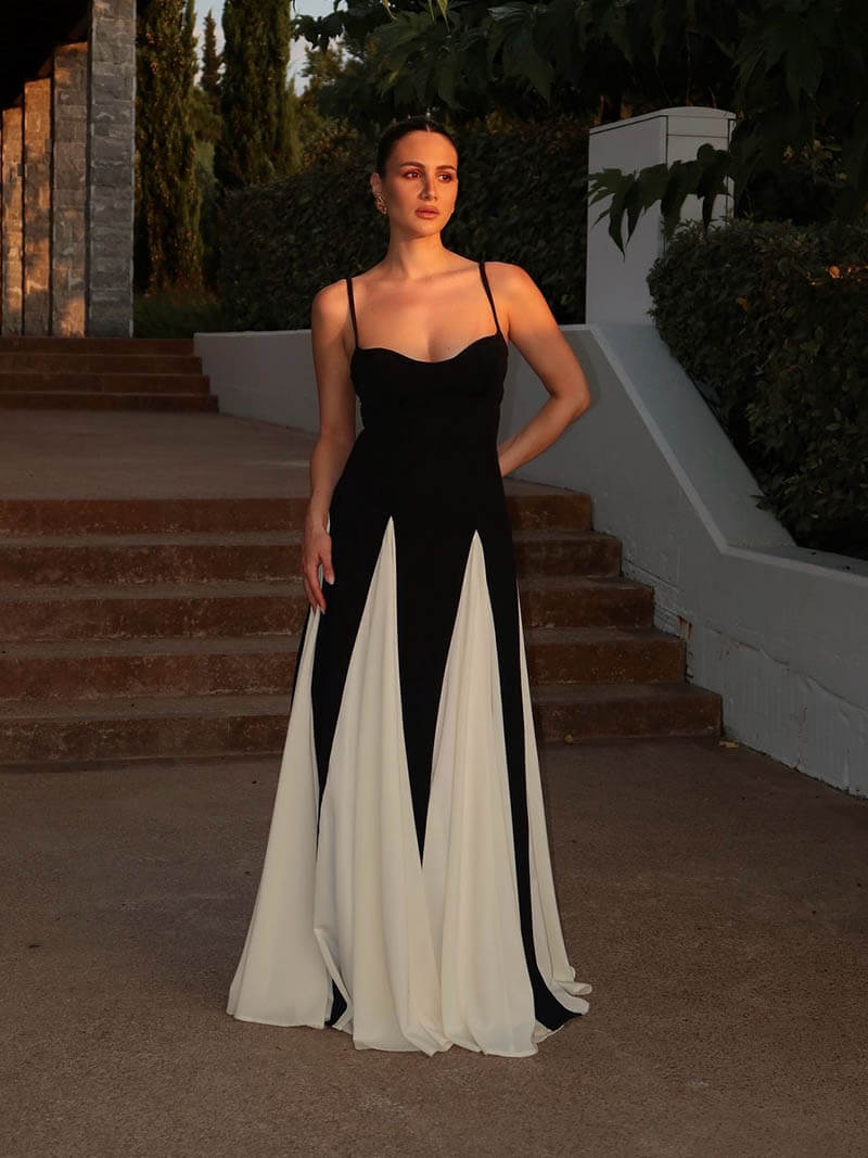 Paloma | Elegant Black-and-White Maxi Dress
