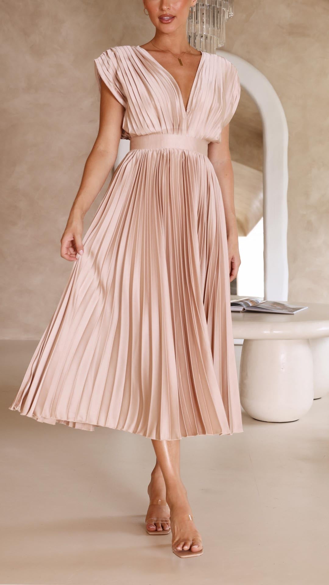 Maria | Elegant Pleated Maxi Dress