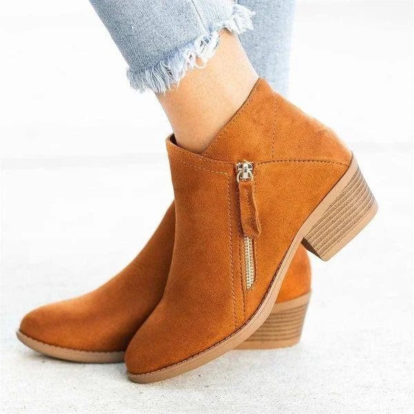 Mona | Women’s Ankle Boots – Side-Zip Design with Low Heel