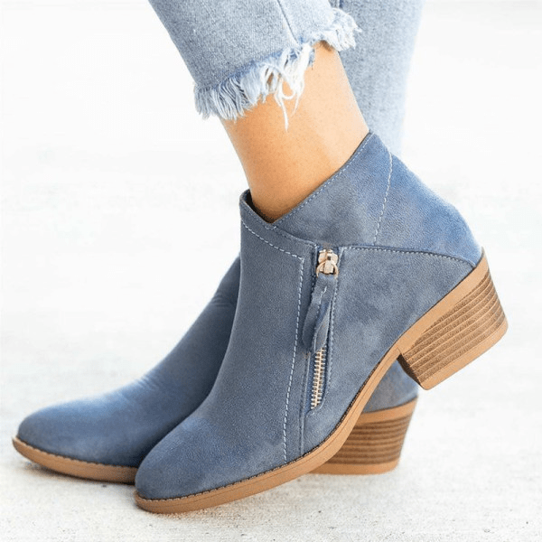Mona | Women’s Ankle Boots – Side-Zip Design with Low Heel
