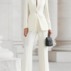 Vina | Women's Two-Piece Suit Set Longline Blazer & Flare Trousers