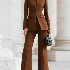 Vina | Women's Two-Piece Suit Set Longline Blazer & Flare Trousers