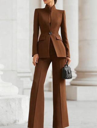 Vina | Women's Two-Piece Suit Set Longline Blazer & Flare Trousers