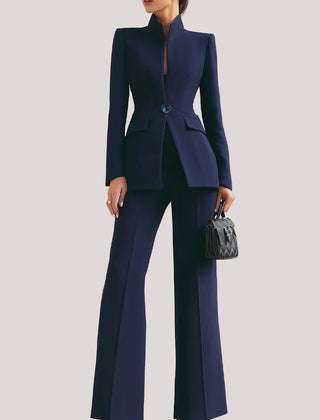 Vina | Women's Two-Piece Suit Set Longline Blazer & Flare Trousers