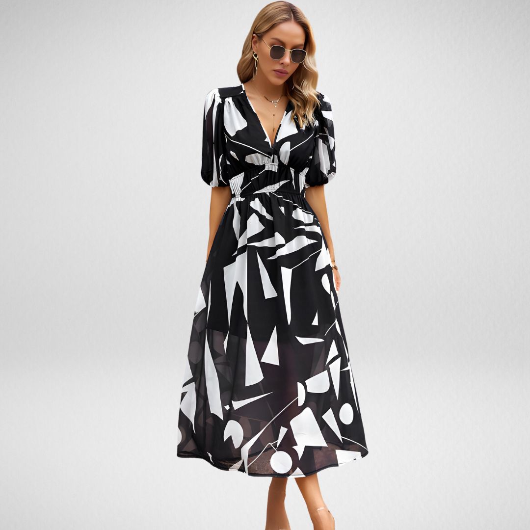 Violet | V Neck Flowy Elegant Dress