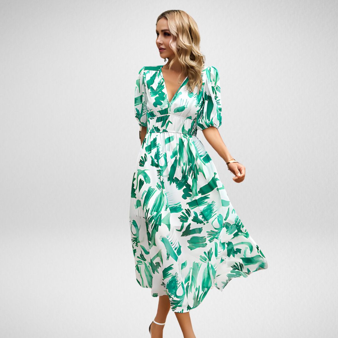 Violet | V Neck Flowy Elegant Dress