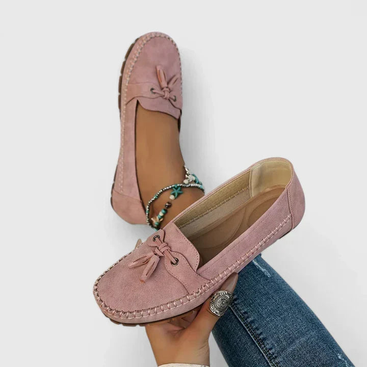Clea | Suede Bow Loafers Slip-On Moccasin Flat Shoes