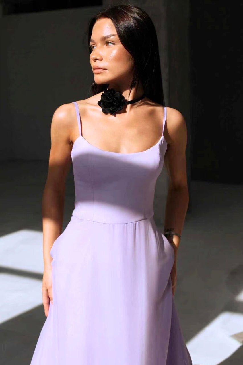 Amorette | Spaghetti Strap Ruffle Hem Midi Dress