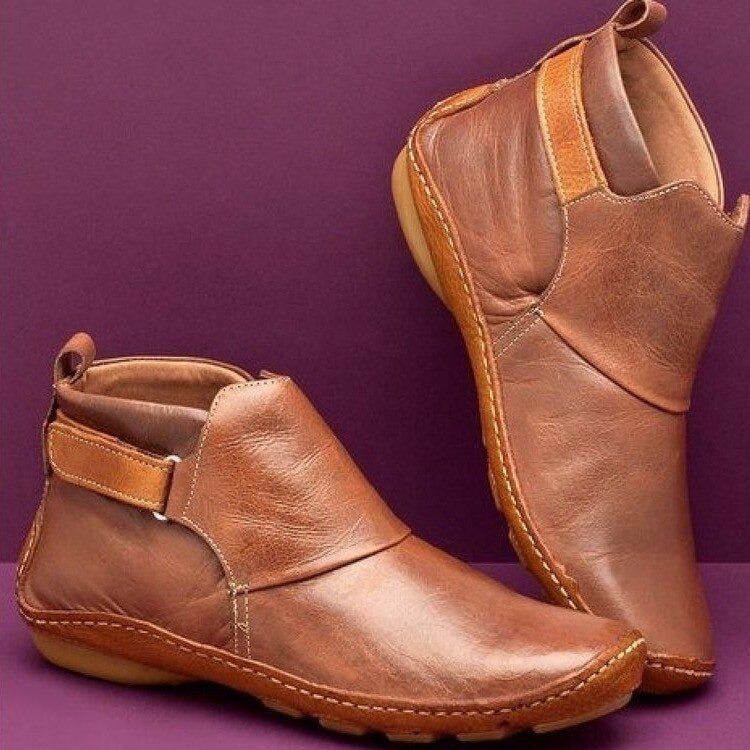 Pellucid | Women's Leather Ankle Boots with Strap Closure