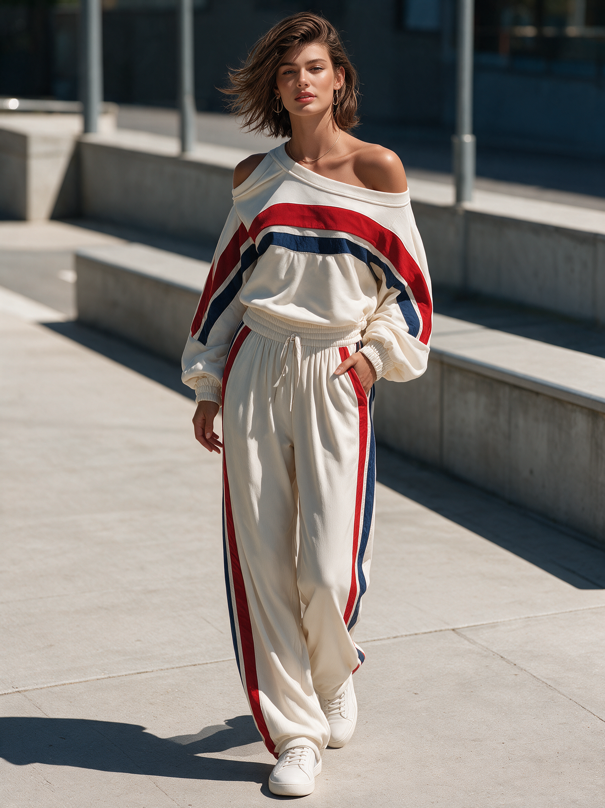 Marielle | Women's Off-Shoulder Sweatshirt and Pants Two-Piece Set