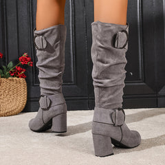Hedvig | Women's Knee High Slouchy Block Heel Boots