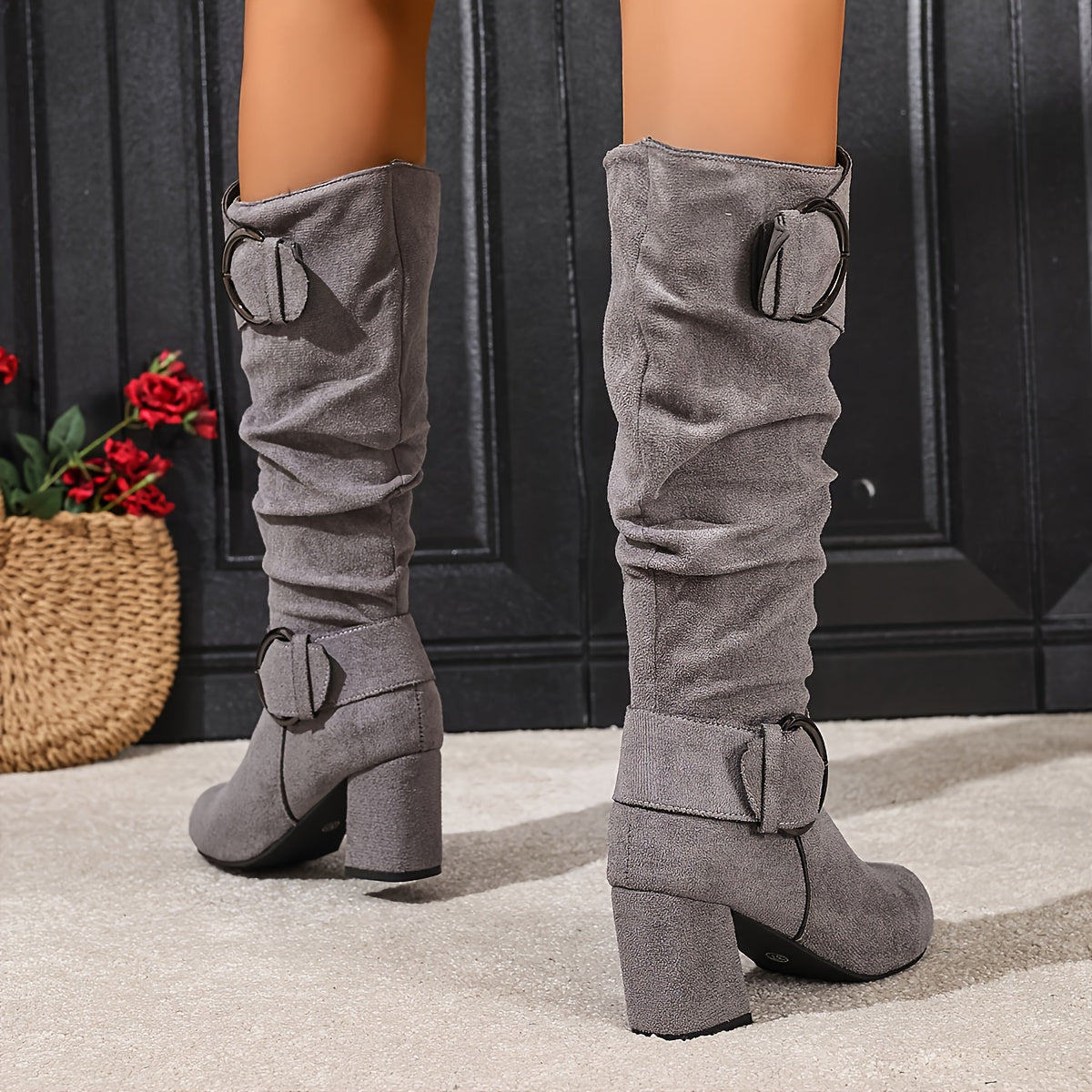 Hedvig | Women's Knee High Slouchy Block Heel Boots