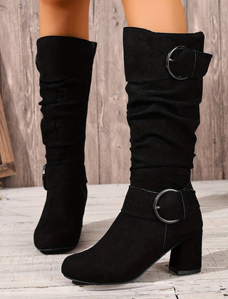 Hedvig | Women's Knee High Slouchy Block Heel Boots
