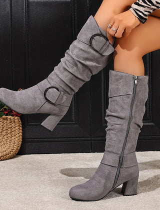 Hedvig | Women's Knee High Slouchy Block Heel Boots
