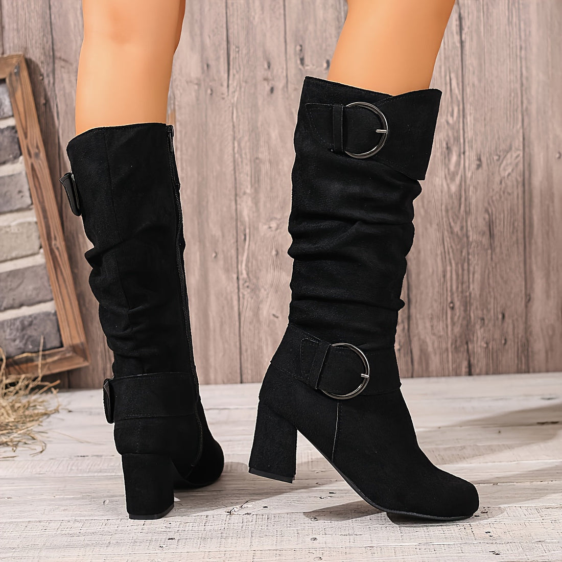 Hedvig | Women's Knee High Slouchy Block Heel Boots