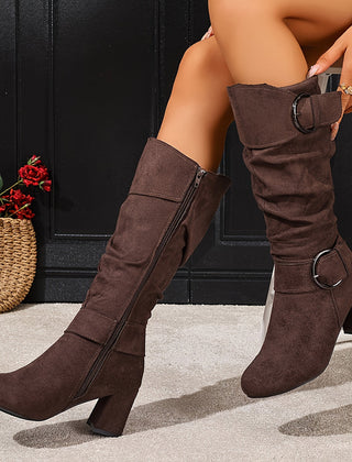 Hedvig | Women's Knee High Slouchy Block Heel Boots