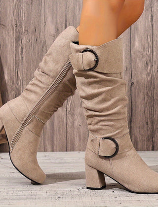 Hedvig | Women's Knee High Slouchy Block Heel Boots