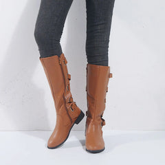 Kalinda | Women's Knee High Riding Boots with Buckles
