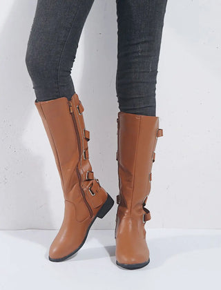 Kalinda | Women's Knee High Riding Boots with Buckles