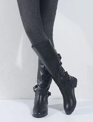 Kalinda | Women's Knee High Riding Boots with Buckles