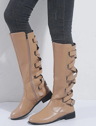 Kalinda | Women's Knee High Riding Boots with Buckles