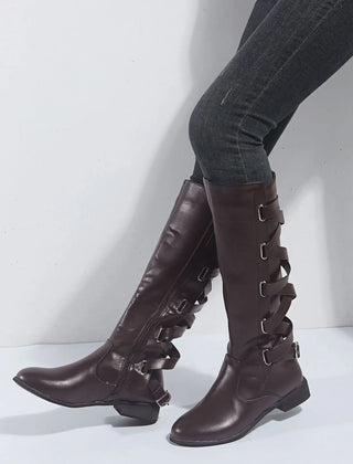 Kalinda | Women's Knee High Riding Boots with Buckles