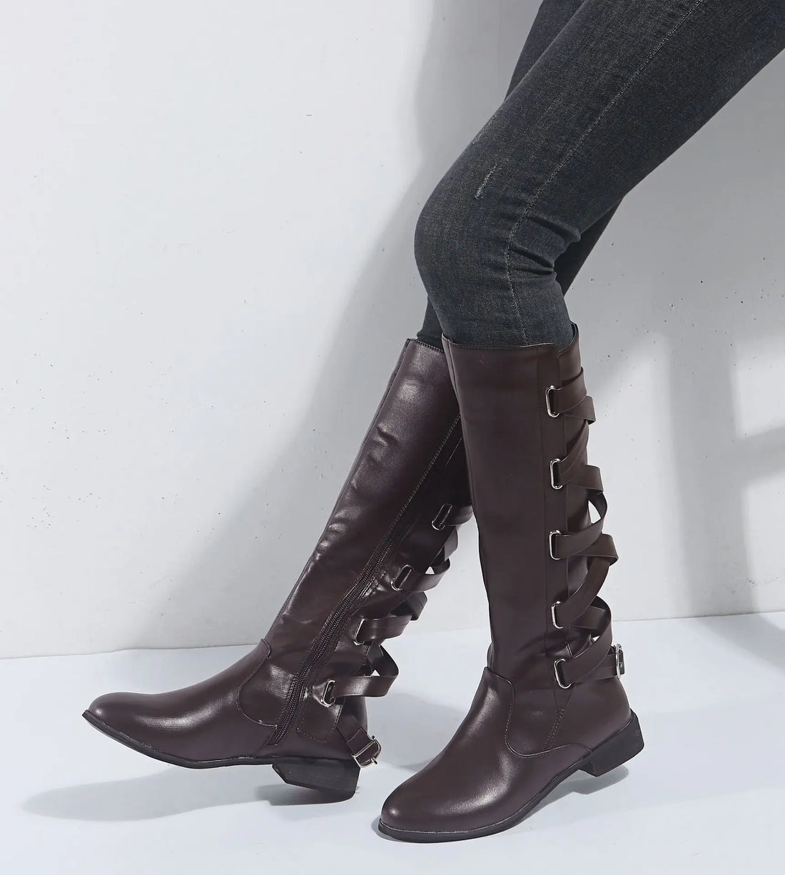 Kalinda | Women's Knee High Riding Boots with Buckles