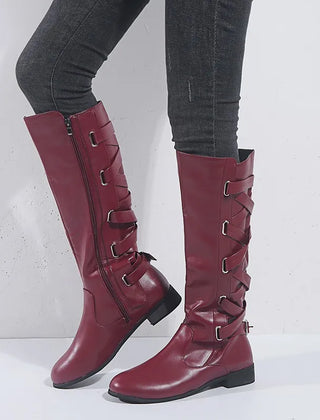 Kalinda | Women's Knee High Riding Boots with Buckles