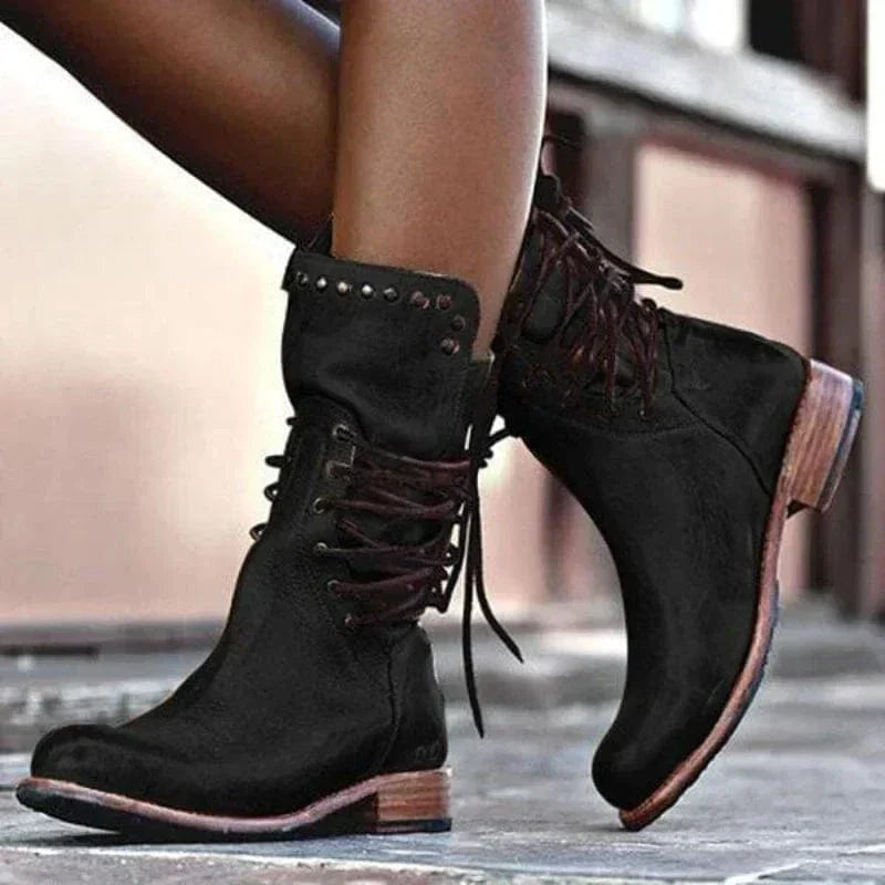 Venetia | Lace-Up Ankle Boot with Western Detail