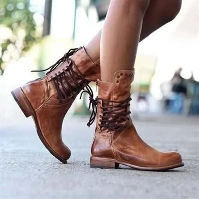 Venetia | Lace-Up Ankle Boot with Western Detail
