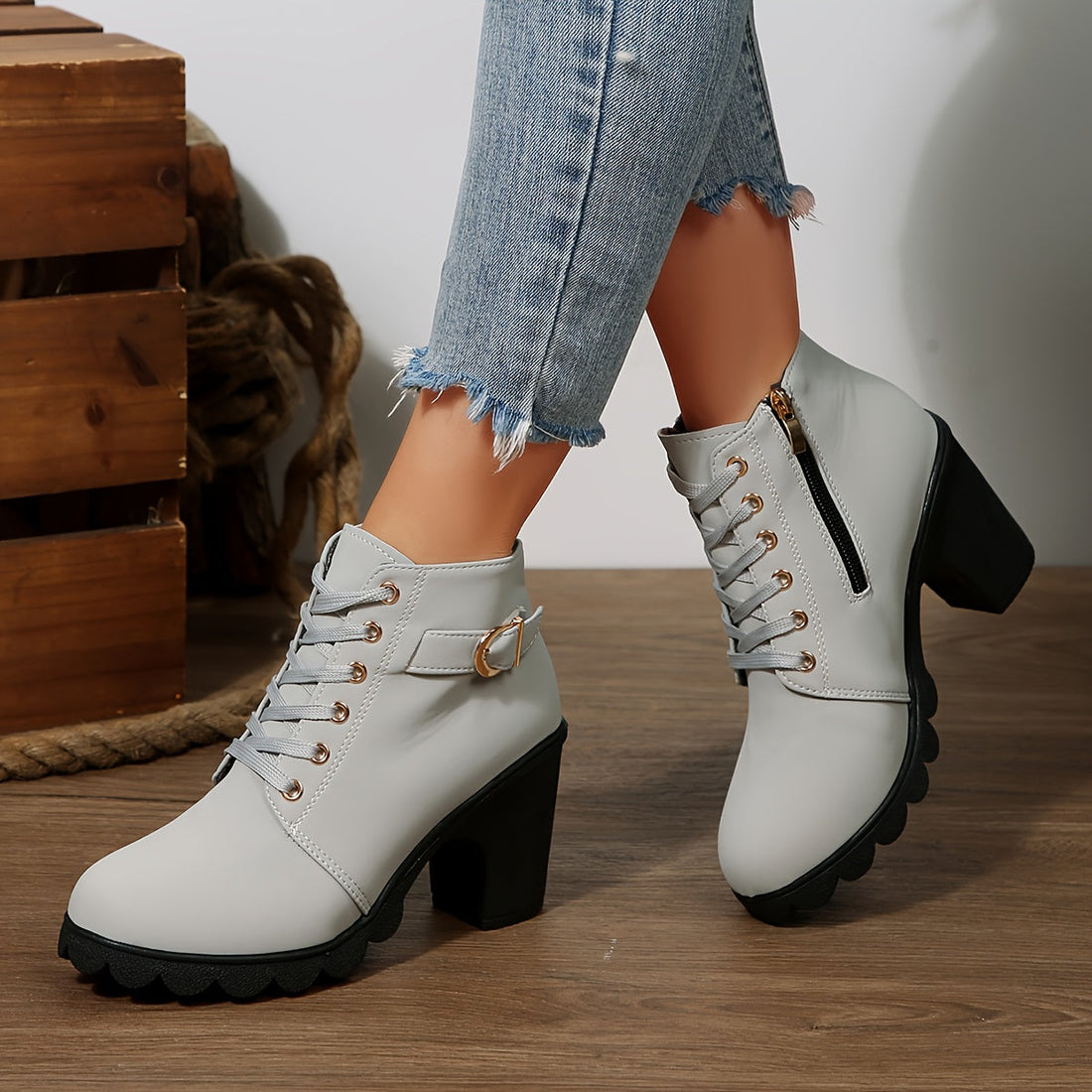 Tamsin | Lace-Up Block Heel Ankle Boot
