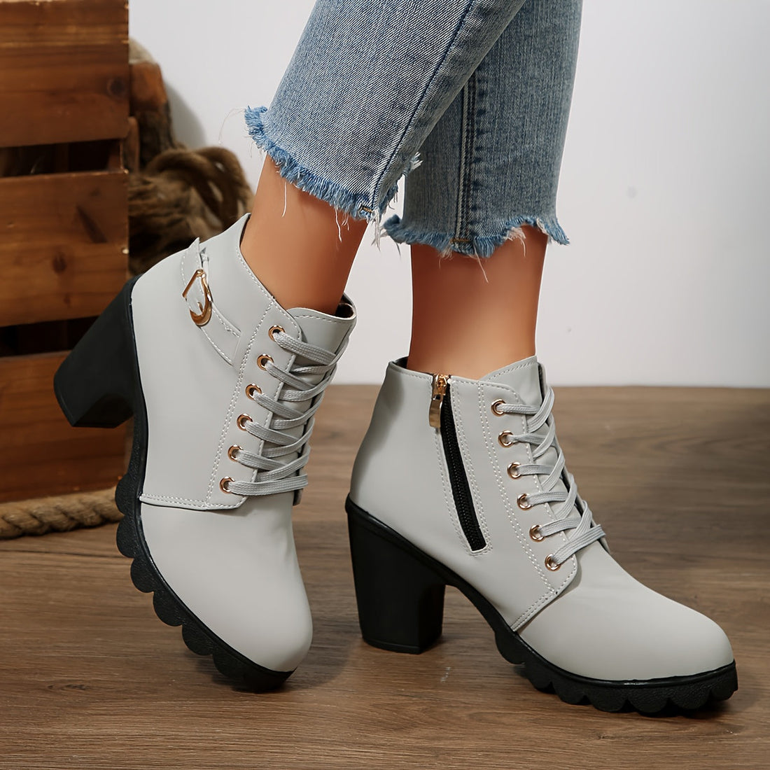 Tamsin | Lace-Up Block Heel Ankle Boot