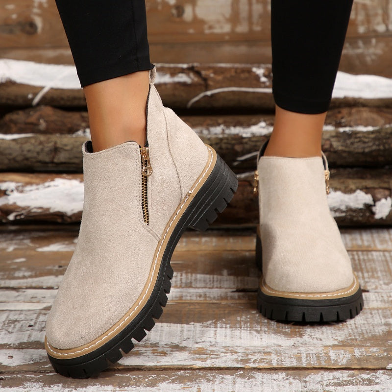 Leryn | Women's Platform Ankle Boots with Side Zipper