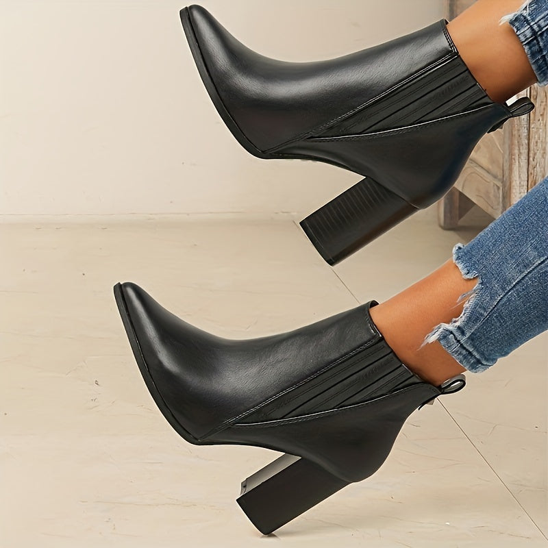 Onora | Square Heel Pointed Toe Ankle Boots