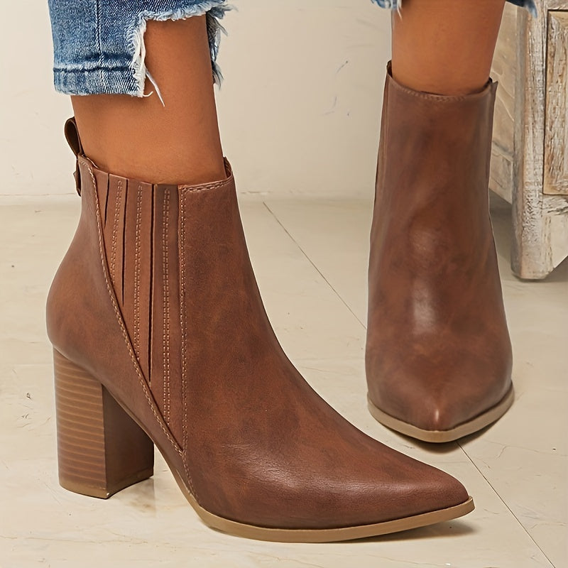Onora | Square Heel Pointed Toe Ankle Boots