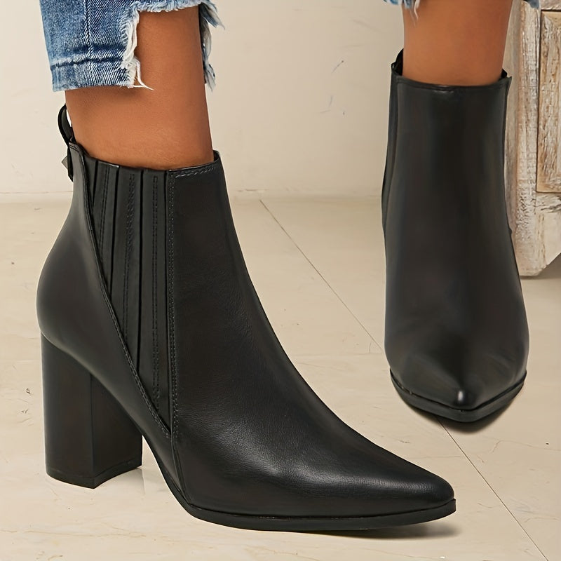 Onora | Square Heel Pointed Toe Ankle Boots