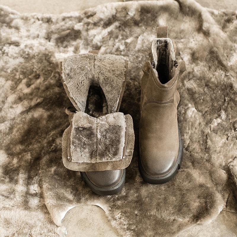 Wren | Women's Waxed Leather Chelsea Boots with Fleece Lining