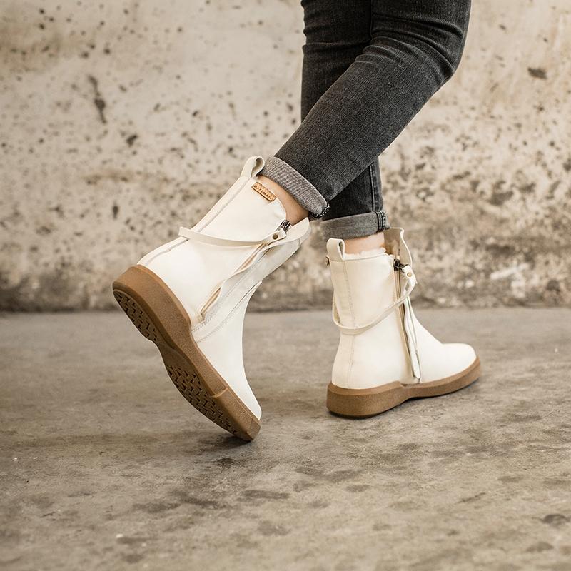 Wren | Women's Waxed Leather Chelsea Boots with Fleece Lining