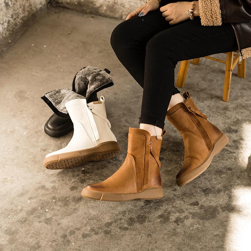 Wren | Women's Waxed Leather Chelsea Boots with Fleece Lining