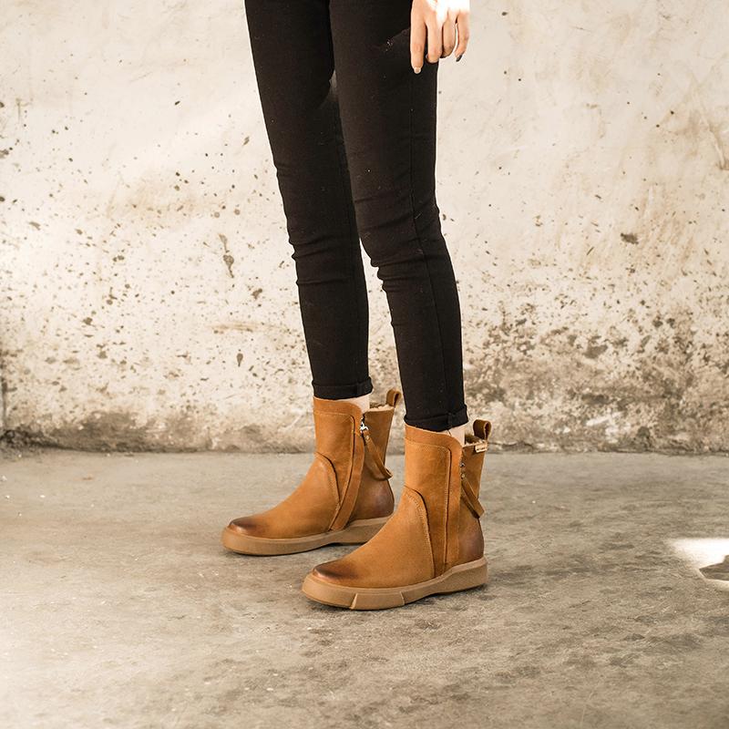 Wren | Women's Waxed Leather Chelsea Boots with Fleece Lining