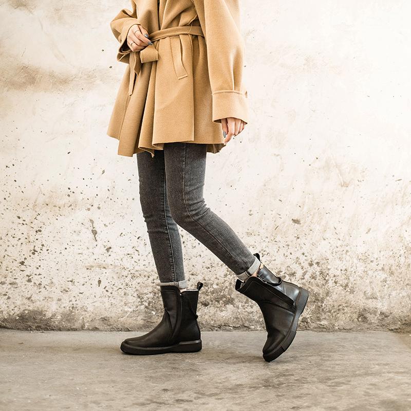 Wren | Women's Waxed Leather Chelsea Boots with Fleece Lining