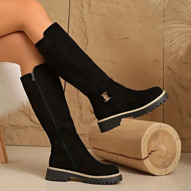 Bertine | Knee High Boots with Buckle Detail