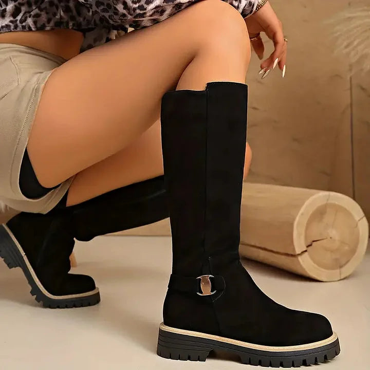 Bertine | Knee High Boots with Buckle Detail