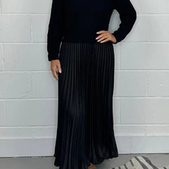 Brienna | Women's Knit Sweater Midi Dress with Pleated Skirt